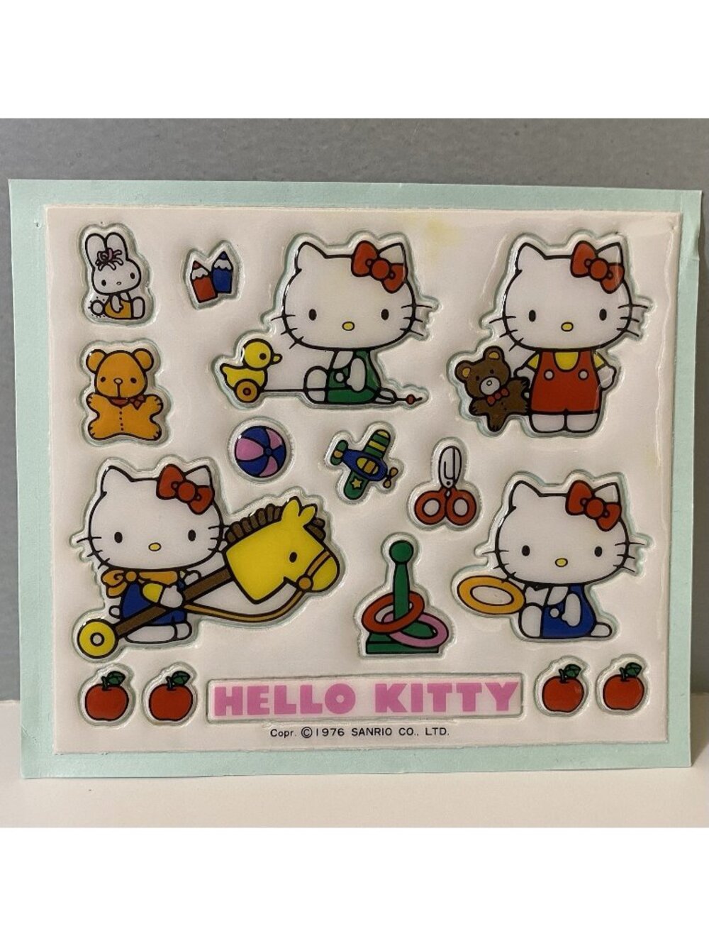 Vintage Sanrio 1976 Hello Kitty Mini Soft Seals Puffy 3D Stickers White Sheet